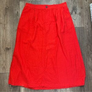 A New Day Women’s Orange A-Line Skirt, Elastic Waist, Midi, Maxi, Linen, XL